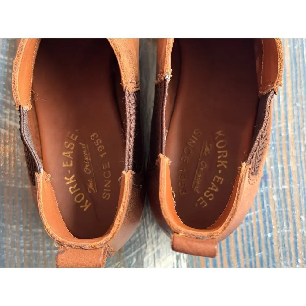 KORK-EASE Chelsea Brown Leather slip on Ankle boot/Shoes, size 8, Like NEW!!